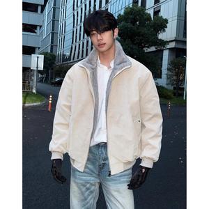 เสื้อแจ็คเก็ตหนังกลับบุขนเชอร์ปาสไตล์อเมริกัน คอตั้ง อุ่นสบาย ทรงหลวม สำหรับผู้ชาย ปิดซิป เหมาะสำหรับใส่ในฤดูหนาว ขายส่ง - Product Image 5