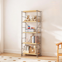 Étagère de rangement réglable à 5 niveaux en métal pour four de cuisine, unité de rangement sur pied en bois pour livres et chaussures, idéale pour balcon et bureau