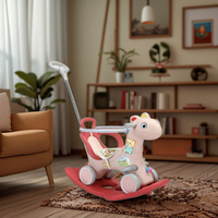 Vente en gros de jouets pour bébés en plastique bon marché 3 en 1 Cartoon Kids Ride on Toy Animals Rocking Horse