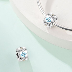 Breloque en Cuivre Plaqué Argent 925 avec Zircon Cubique, Perle d'Arrêt, Entretoise, Fermoir de Bracelet, Breloque Étoile, Lune, Fleur, Cadeau pour Femme - Product Image 2