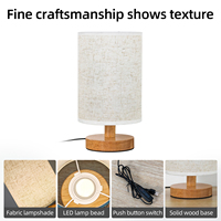 Lampe de bureau moderne à capteur tactile, abat-jour textile cylindrique, base en bois massif, lampe d'ambiance LED, éclairage décoratif intérieur pour hôtel