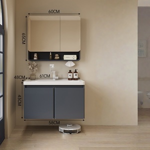 Lavabo de Cerámica Minimalista Moderno de Una Pieza con Espejo Inteligente y Mueble de Baño de Acero Inoxidable - Product Image 4