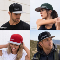 Casquette Snapback à Visière Plate Personnalisée 3 Couleurs Noir Vert Rouge Broderie Script Maille Perforée Chapeau de Baseball Vente en Gros OEM Faible MOQ