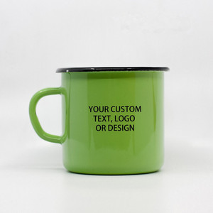 Taza de café esmaltada para beber té, 350ml, 500ml, para acampar al aire libre, picnic, <span class=keywords><strong>verde</strong></span> del ejército, logotipo personalizado - Product Image 6