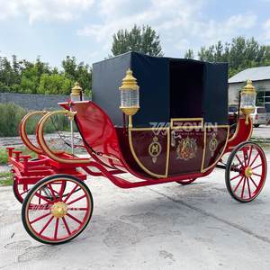 Charrette électrique rétro de tourisme au design créatif, vente directe d'usine, calèche rouge avec auvent - Product Image 6