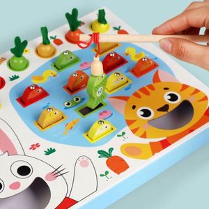 Juego de bloques de madera 2 en 1: Tablero de alimentación de zanahorias, reconocimiento de números y juego de pesca para niños y niñas - Product Image 2