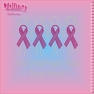 무료 샘플 블링 디자이너 핫픽스 라인 석 전송 디자인 핑크 리본 맞춤형 라인 석 모티프 티셔츠 - Product Image 5