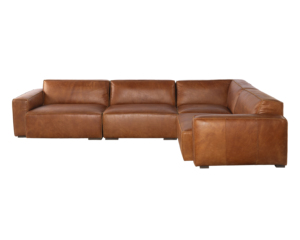Real Leather L-Shaped Sectional 4 Seater Modular Solid Wood Frame Luxury Living Room Furniture <b>for</b> Warehouse Villa Factory - Product Image 2
