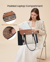 Sac fourre-tout pour ordinateur portable LOVEVOOK avec logo personnalisé, 15,6 pouces, sac de travail, sac à main de haute qualité, sac à main en cuir PU de luxe, sacs de travail imprimés pour femmes