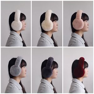 サンプルサポート 100% 本物のレックスラビットファー 女性用冬用防寒プラッシュイヤーマフ-クラシックスタイル 通気性のある高密度 - Product Image 2