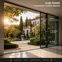 Ventana Corredera de Aluminio Delgada con Panel de Vidrio Grande, Vista Panorámica, Insonorizada, Doble Acristalamiento Low-E, Exterior para Villa, Energy Star