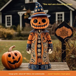 Grand fond thème citrouille pour entrée extérieure KT Board Décoration d'Halloween <span class=keywords><strong>avec</strong></span> accessoires photo Ornements Fournitures de vacances - Product Image 6