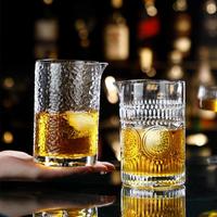 Verre à whisky transparent de qualité supérieure, nouveau design, motif tournesol en relief, avec bec verseur