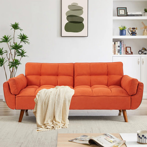 Sofá para sala de estar con tapicería <span class=keywords><strong>naranja</strong></span> moderna, sofá <span class=keywords><strong>cama</strong></span> extraíble, diseño de decoración para sala de estar, sofá <span class=keywords><strong>cama</strong></span> plegable con respaldo ajustable - Product Image 2