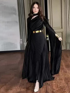 W-109 2025 modesto musulmano fatto a mano traspirante Abaya <span class=keywords><strong>lungo</strong></span> fino al pavimento abito a <span class=keywords><strong>maniche</strong></span> <span class=keywords><strong>lunghe</strong></span> <span class=keywords><strong>con</strong></span> <span class=keywords><strong>spacco</strong></span> e cintura in vita a molla - Product Image 4