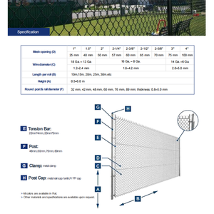 AS 1725 Kettengitterzaun Sportplatz PVC-beschichtet Australischer Standard Tennisplatz Sicherheits-Kettendrahtzaun - Product Image 2