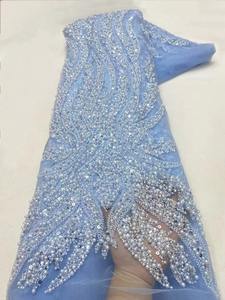 Dentelle Guipure Rouge Nigériane 2024 avec Perles et Paillettes, Tissu Brodé Aso Ebi pour Mariage Africain - Product Image 4