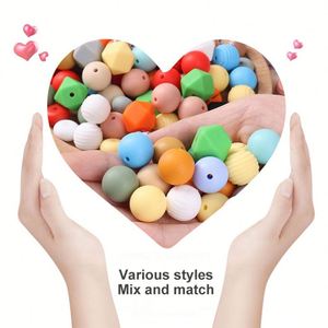 Joyería de silicona circular sin cuentas de grado alimenticio para bebés, hecha a mano, para masticar, mordedores para bebés, venta al por mayor - Product Image 5