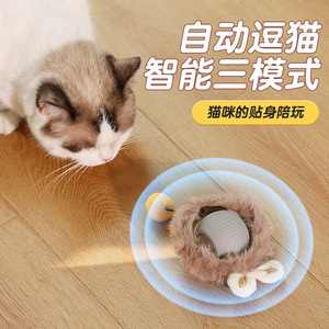 Jouet pour chat à auto-divertissement transfrontalier intelligent Jouet pour chaton à balle classique moderne en polaire Caractéristiques du son roulant par gravité - Product Image 1