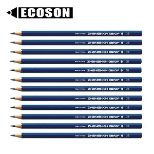 Hexagonal 2B Pencil Custom Logo Stamped Engraved Gold Foil Graphite blue sketching pencils set Hexagonal Wood Pencil 2B