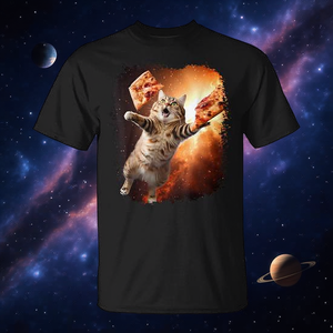 T-shirt Space Cat Pizza Cat Galaxy Cute Kitty In Space per gli amanti della pizza - Product Image 3
