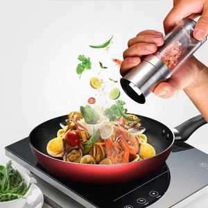 2 in 1 Stainless Steel Salt and <b>Pepper</b> <b>Grinder</b> Adjustable Manual Spice Mill Transparent Seasoning Shaker for Kitchen - Product Image 4