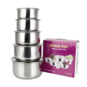 Ensemble de casseroles en acier inoxydable 5 pièces avec couvercle, design profond, compatible four, antirouille, pour usage en cuisine - Product Image 3