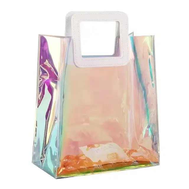 Modische hologramm-PVC-Tote-Tasche durchsichtige Laser-Handtasche transparente schillernde Einkaufstaschen PVC-Tote-Taschen