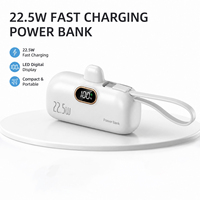 Meilleures ventes 2026 Mini 2-en-1 Ultra Mince Écran LED Charge Rapide 3A 5000mAh Batterie Externe Capsule Téléphone Câbles Intégrés Urgence