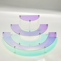 Présentoir en acrylique semi-circulaire irisé arc-en-ciel à 3 niveaux pour parfums et cupcakes – Vente en gros