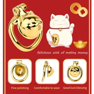 Jaula de Castidad Metálica Exquisita con Diseño de Gato de la Suerte, Bloqueo de Esperma Masculino, Juguete Sexual para Entrenamiento de Abstinencia en Pareja, Juguetes de Bondage SM para Adultos al por Mayor - Product Image 4