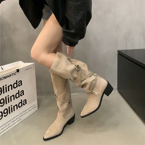 Mode <span class=keywords><strong>bottes</strong></span> hiver nouvelle fille épicée Sexy pointu <span class=keywords><strong>bottes</strong></span> à la mode riveté boucle de ceinture épais talon haut <span class=keywords><strong>bottes</strong></span> femmes chaussures <span class=keywords><strong>2023</strong></span> - Product Image 4