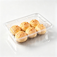 Boîte à choux au crème en PET transparent avec couvercle à charnière pour 6 choux au crème, contenant à pâtisserie jetable de qualité alimentaire, vente en gros, OEM personnalisé