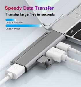 Adaptor Splitter <span class=keywords><strong>USB</strong></span> Tipe C, Hub Splitter <span class=keywords><strong>USB</strong></span> 3.0 untuk Laptop <span class=keywords><strong>USB</strong></span> 3.0 Hub 4 <span class=keywords><strong>Port</strong></span> <span class=keywords><strong>USB</strong></span> C stasiun Dok Hub Otg pemisah adaptor 4 in 1 abu-abu 2-4 - Product Image 4