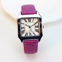 Montre-bracelet à quartz pour couple, cadran carré, bracelet en cuir, boîtier en alliage étanche 40 mm, logo personnalisé, vente en gros