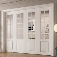 Porte pliante rétro en aluminium à grille française simple, verre cannelé, blanc cuit, chambre à coucher, double, design graphique, appartement, villa
