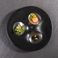 Simply Restaurant Hotel Porcelana Vaisselle Noir Mat Trois Grille Vaisselle Sushi Plat Moléculaire Cuisine Céramique Triangle Assiette