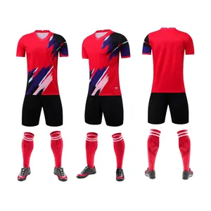 Kit Latihan Sepak Bola Kustom Harga Pabrik Kaus Sepak Bola Merah Lengan Pendek KIT LENGKAP