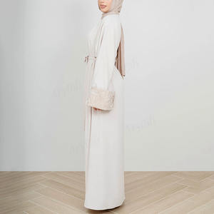 عباءة نسائية إسلامية مخصصة مع فستان كامل الطول، عباءات إسلامية مفتوحة بلون سادة للنساء المسلمات - Product Image 5