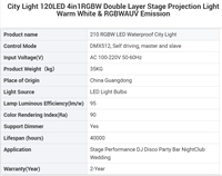 Garantie 1 an, vente en gros, éclairage de scène étanche haute puissance RGBW 4 en 1, 120 LED, projecteur de scène, IP65