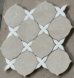 MARQUINA màu đen và thassos Trắng Inlay Brass bằng tia nước đá cẩm thạch Gạch <span class=keywords><strong>Mosaic</strong></span> hoa mẫu cho nhà bếp backsplash và nội thất - Product Image 4