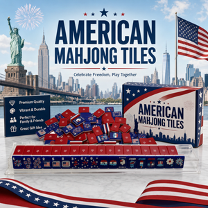 Set Mahjong Americano con Tessere Acriliche Rosse a Triplo Strato da 1,42 Pollici, Tema Giorno dell'Indipendenza USA, Incisione Laser e Stampa UV, da Collezione - Product Image 5