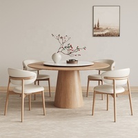 Table de salle à manger ronde en bois massif de luxe moderne. Table à manger avec plateau tournant Rock Slab. Plusieurs tailles disponibles