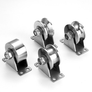 Poulie à double roulement <span class=keywords><strong>en</strong></span> acier inoxydable 201 <span class=keywords><strong>de</strong></span> 48 mm avec support triangulaire pour porte coulissante, <span class=keywords><strong>roue</strong></span> à <span class=keywords><strong>gorge</strong></span> étroite - Product Image 3