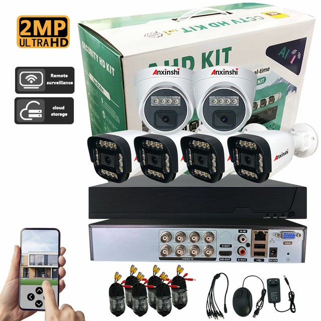2MP 6-channel Analog Bullet Dome CCTV Camera, 8-channel DVR, Full-color Night Vision, Waterproof