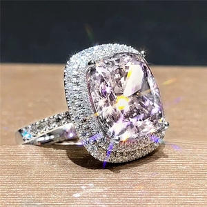 Nouvelle bague de mariage européenne américaine carrée en verre de zircon naturel simulé - Product Image 4