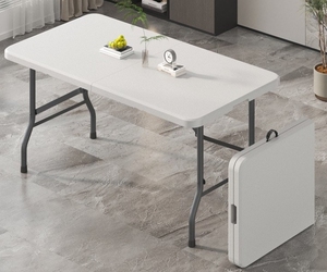 Mesa y silla portátil de plástico rectangular blanca de 8 pies/6 pies para exteriores, silla de comedor blanca, mesa y sillas plegables para eventos - Product Image 3