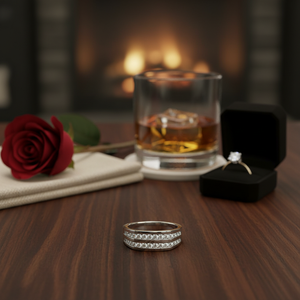 Anillo de Compromiso para Hombre con Diamante Certificado de 0.56CT SI2/G, Corte Redondo, Engaste de Oro Blanco, Precio de Fábrica, Sheetal Diamonds Ltd R0157 - Product Image 3