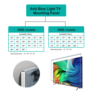 Nouvel arrivage Protecteur d'écran TV 65 55 pouces sans bulles anti-rayures <span class=keywords><strong>Filtre</strong></span> protecteur d'écran suspendu à lumière bleue pour TV LCD 85 pouces - Product Image 3