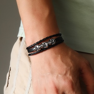 Bracelet en cuir tressé fait main avec crâne en fer, style vintage, personnalisé pour homme et femme - Vente chaude <span class=keywords><strong>AliExpress</strong></span> - Product Image 4